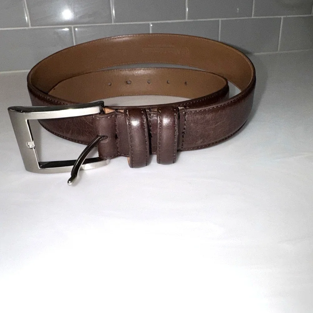 Allen Edmonds Wide Basic Leather Belt  39507 Dark Brown Calf Men's Size 34